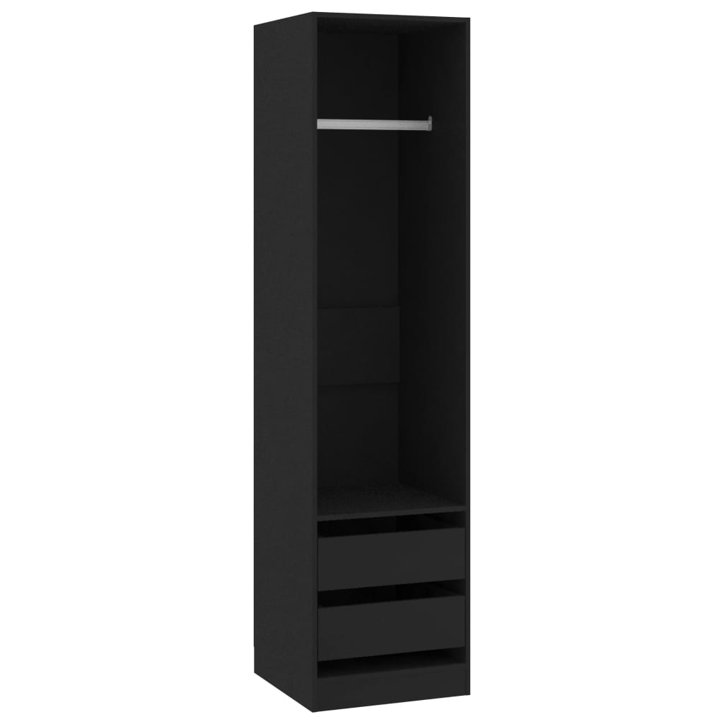 Modern Wooden 50cm Open Tall Bedroom Wardrobe With 2 Drawers Hanging Rail