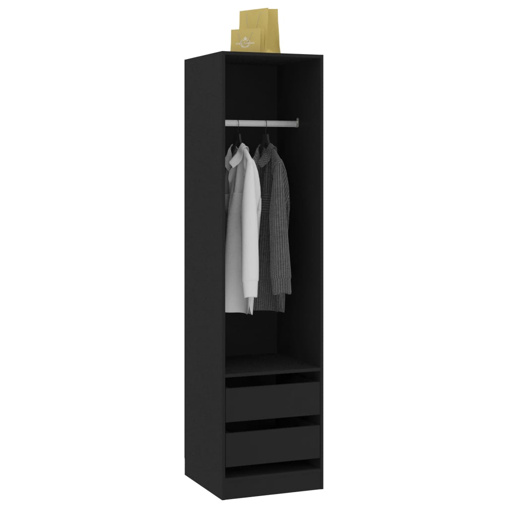 Modern Wooden 50cm Open Tall Bedroom Wardrobe With 2 Drawers Hanging Rail