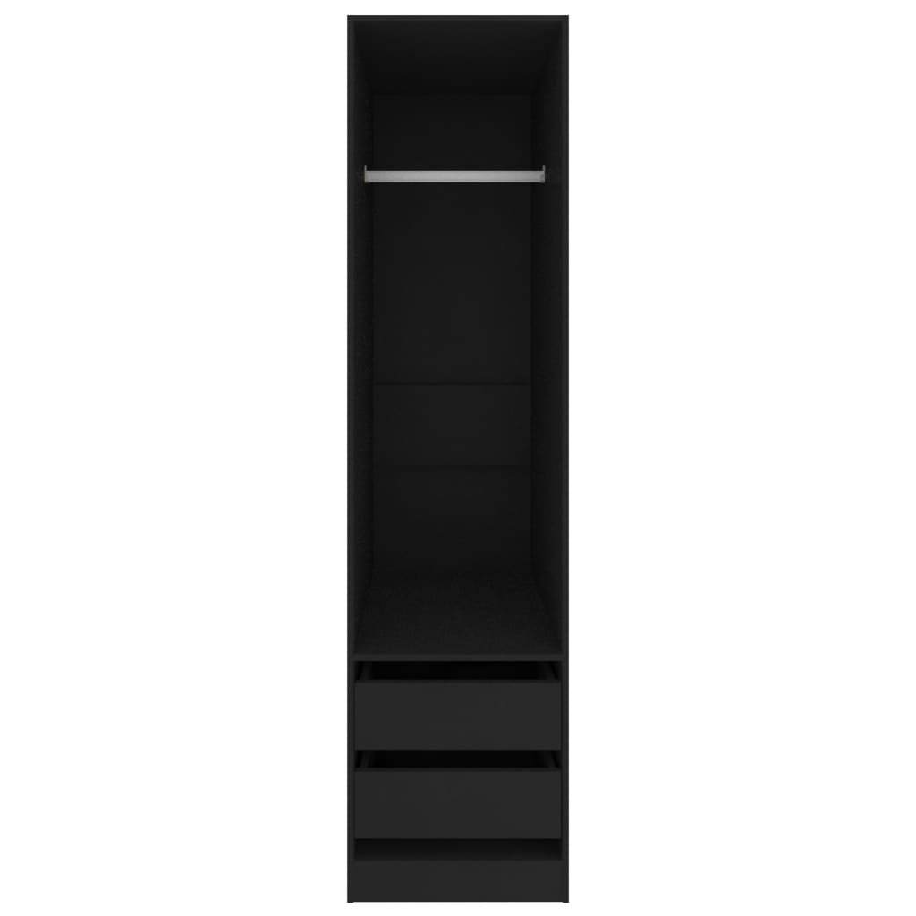 Modern Wooden 50cm Open Tall Bedroom Wardrobe With 2 Drawers Hanging Rail