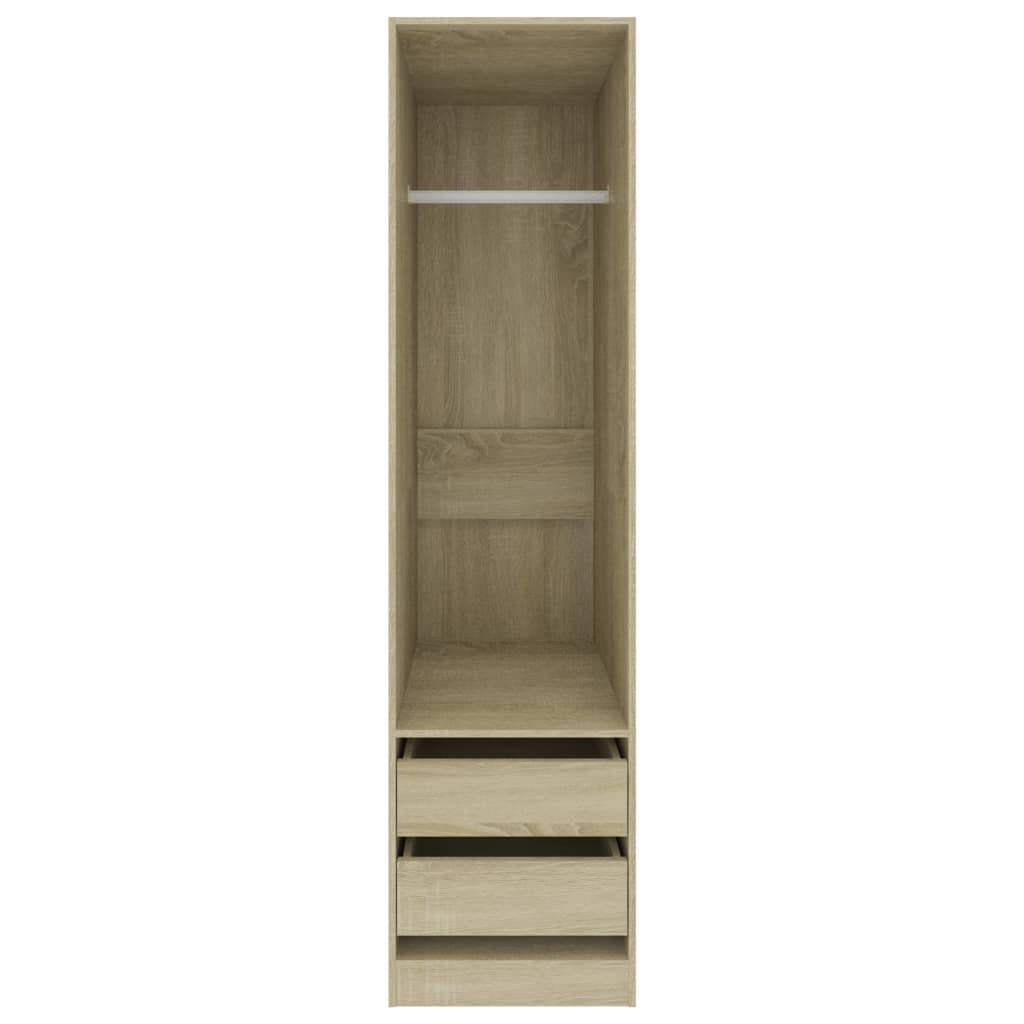 Modern Wooden 50cm Open Tall Bedroom Wardrobe With 2 Drawers Hanging Rail