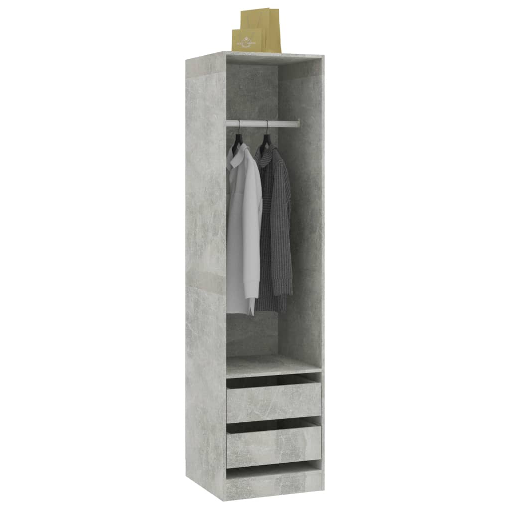 Modern Wooden 50cm Open Tall Bedroom Wardrobe With 2 Drawers Hanging Rail