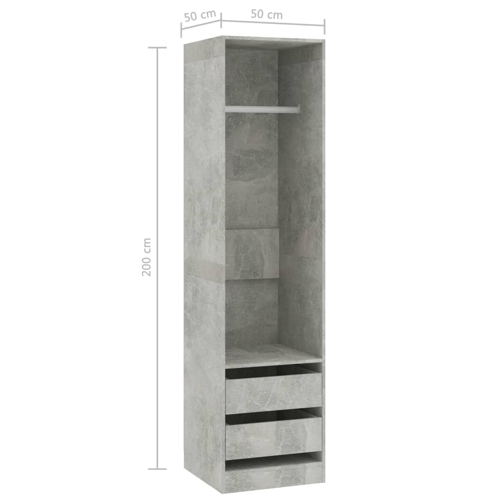 Modern Wooden 50cm Open Tall Bedroom Wardrobe With 2 Drawers Hanging Rail