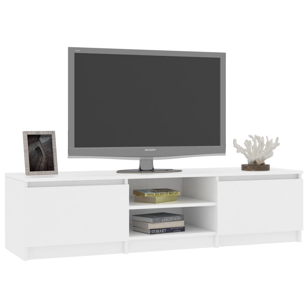 Modern Wooden 55 Inch TV Tele Stand Unit Cabinet With 2 Doors & Open Storage