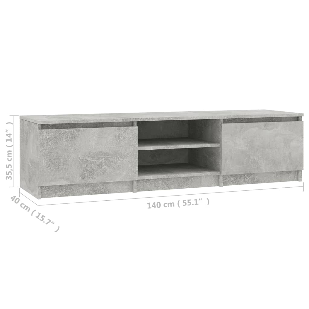 TV Cabinet Concrete Grey 140x40x35.5 cm Engineered Wood