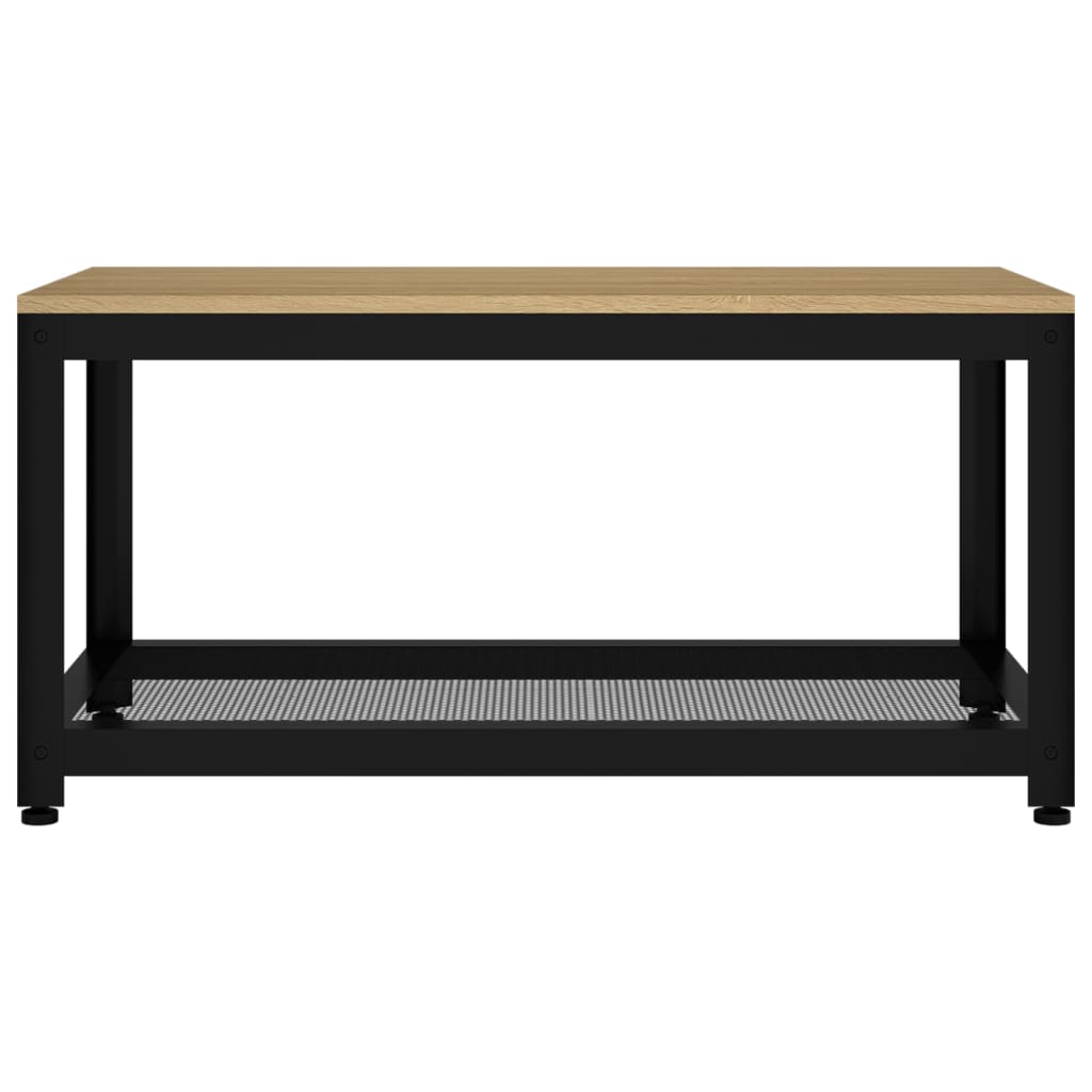 Coffee Table Light Brown and Black 90x45x45 cm MDF and Iron