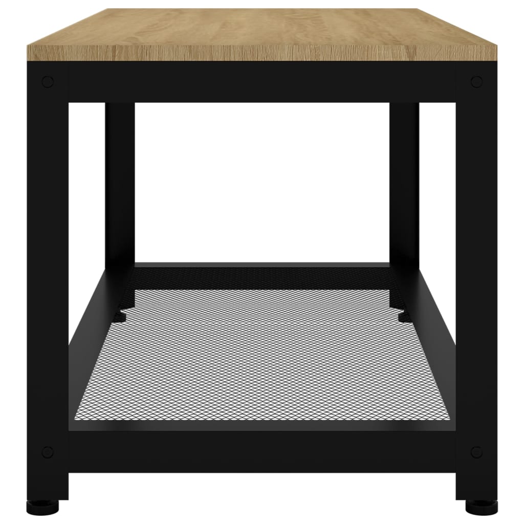 Coffee Table Light Brown and Black 90x45x45 cm MDF and Iron