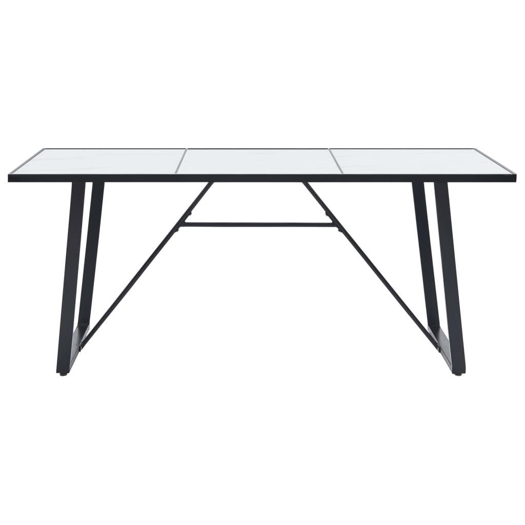 Dining Table White 180x90x75 cm Tempered Glass