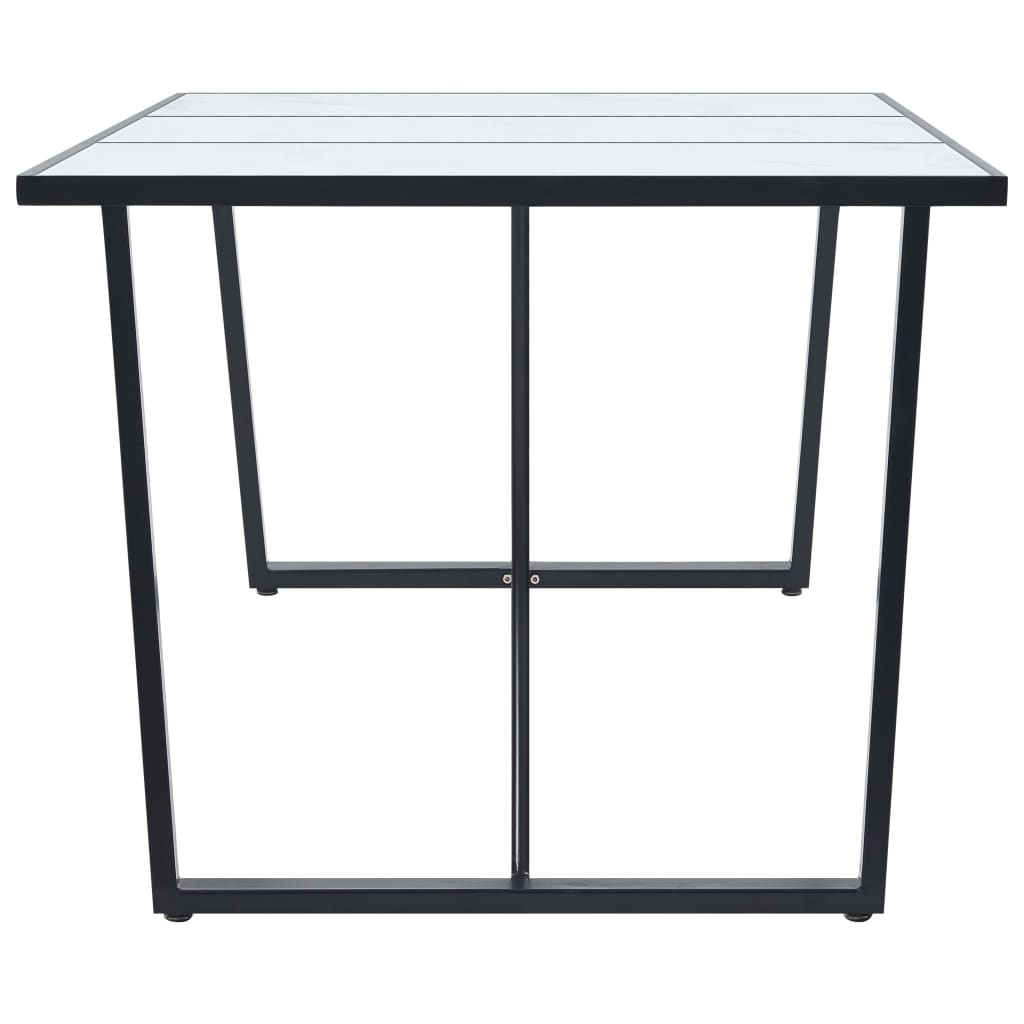 Dining Table White 180x90x75 cm Tempered Glass