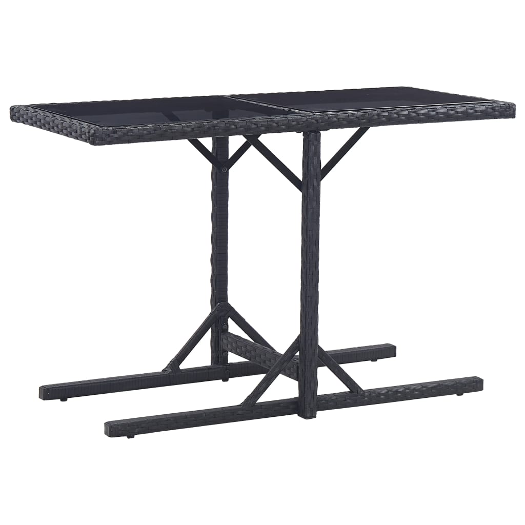 Outdoor Patio Poly Rattan Rectangular Garden Dining Balcony Table With Glass Top