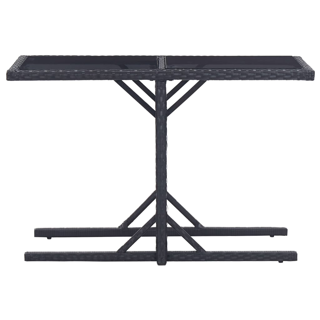 Outdoor Patio Poly Rattan Rectangular Garden Dining Balcony Table With Glass Top