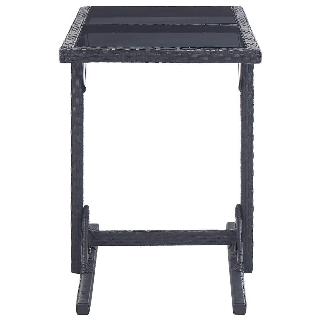 Outdoor Patio Poly Rattan Rectangular Garden Dining Balcony Table With Glass Top