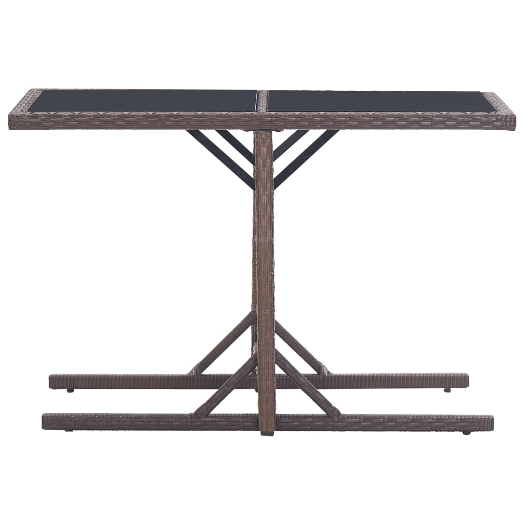 Outdoor Patio Poly Rattan Rectangular Garden Dining Balcony Table With Glass Top