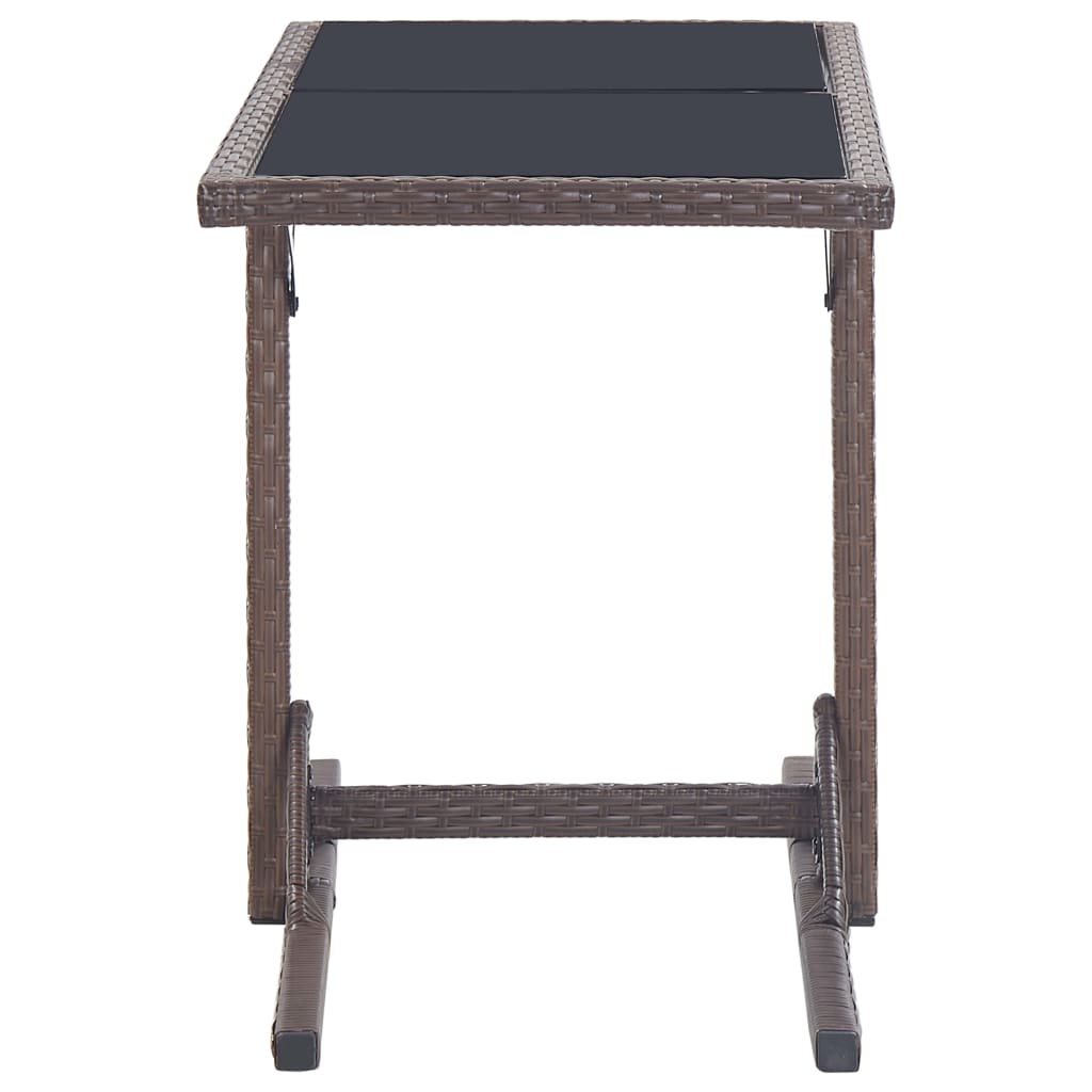 Outdoor Patio Poly Rattan Rectangular Garden Dining Balcony Table With Glass Top
