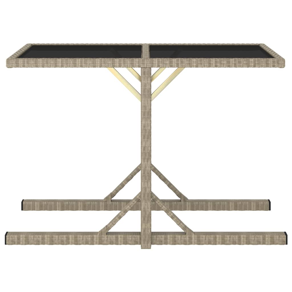 Outdoor Patio Poly Rattan Rectangular Garden Dining Balcony Table With Glass Top
