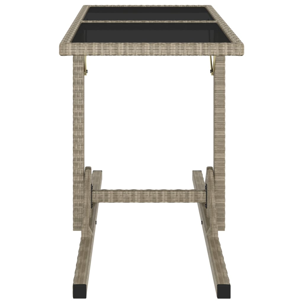 Outdoor Patio Poly Rattan Rectangular Garden Dining Balcony Table With Glass Top