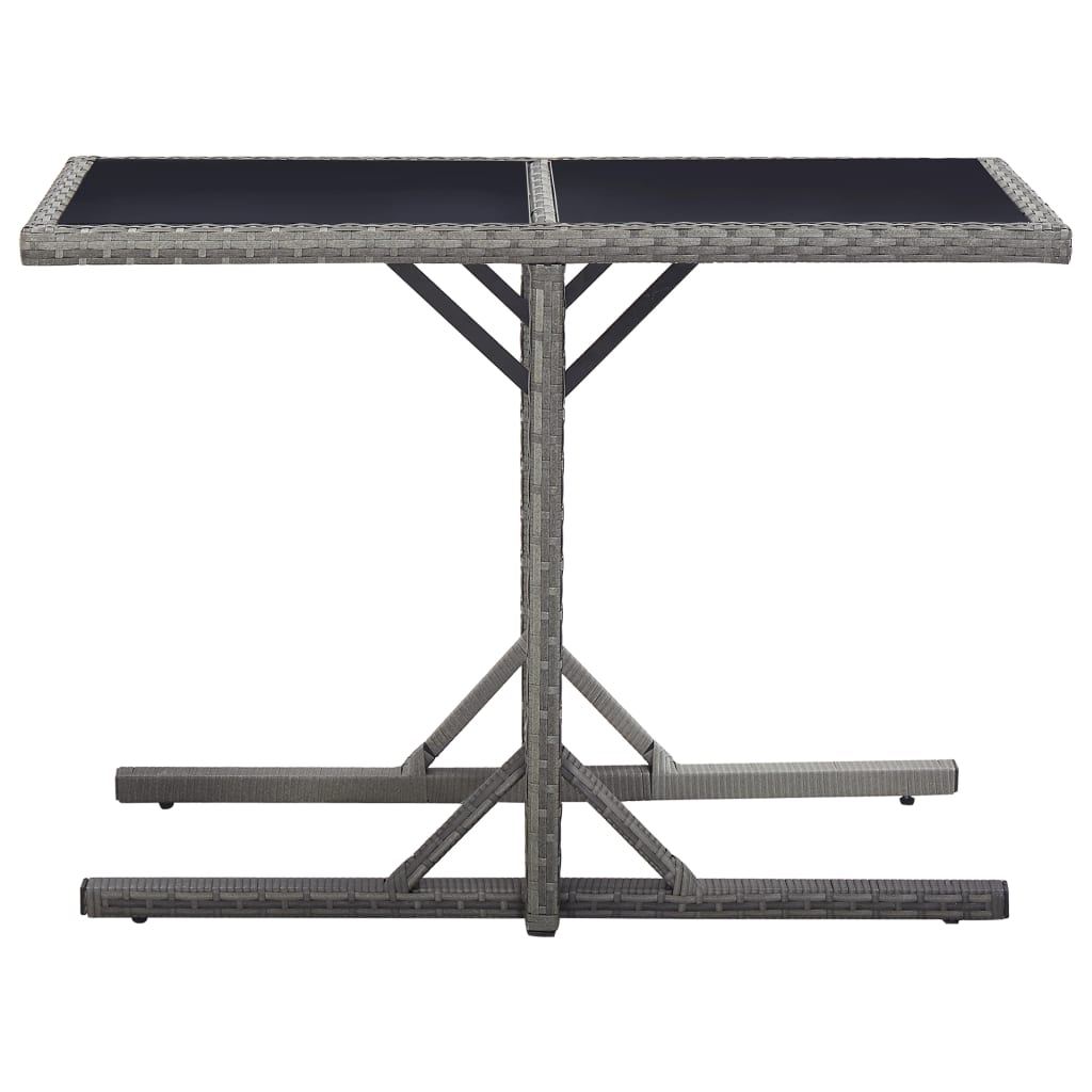 Outdoor Patio Poly Rattan Rectangular Garden Dining Balcony Table With Glass Top