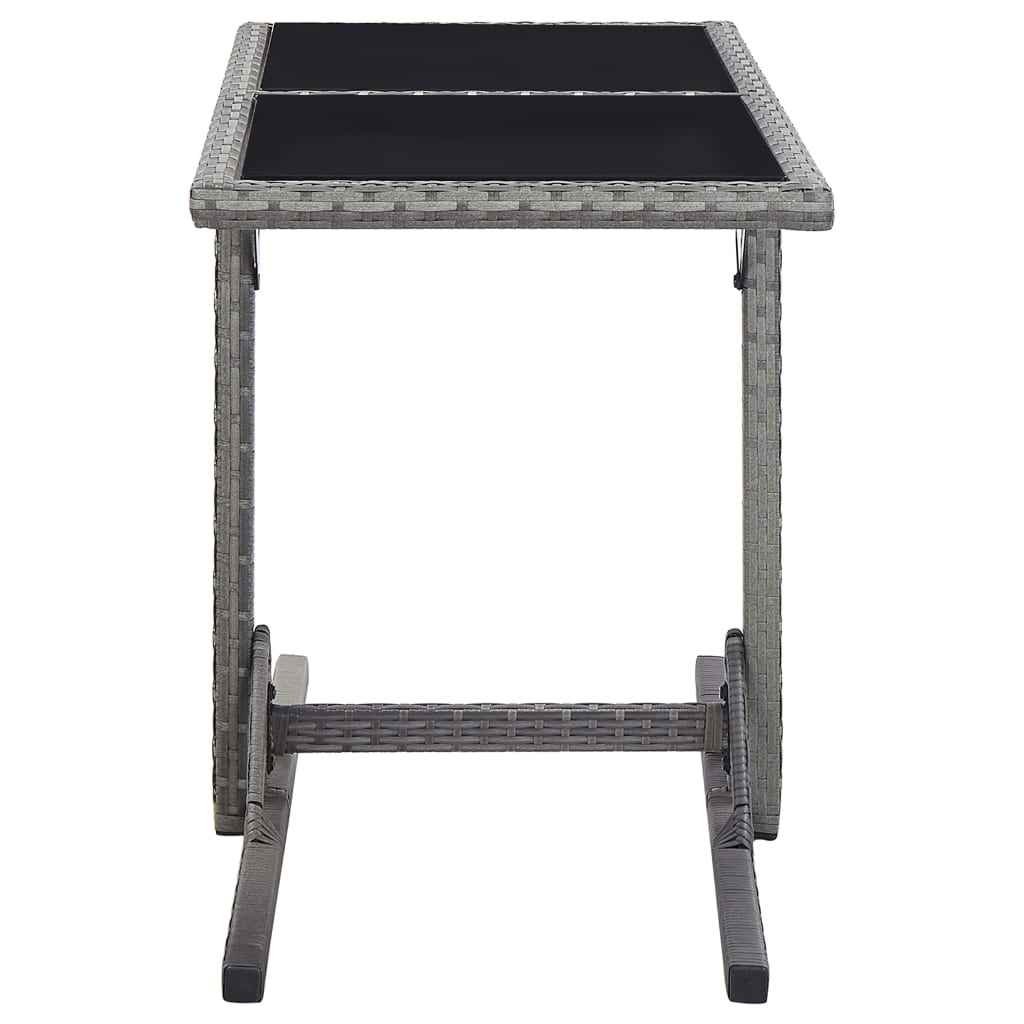 Outdoor Patio Poly Rattan Rectangular Garden Dining Balcony Table With Glass Top