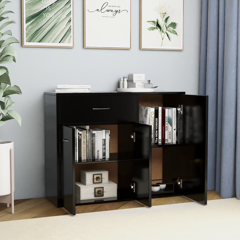 Modern Wooden Sideboard Storage Cabinet Unit With 3 Doors & Drawer Wood