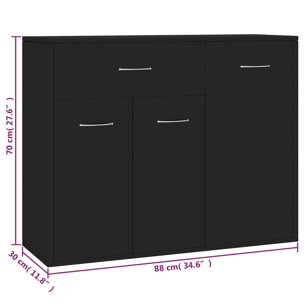 Modern Wooden Sideboard Storage Cabinet Unit With 3 Doors & Drawer Wood