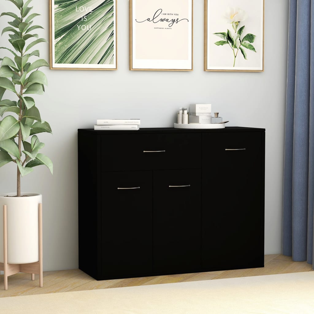 Modern Wooden Sideboard Storage Cabinet Unit With 3 Doors & Drawer Wood