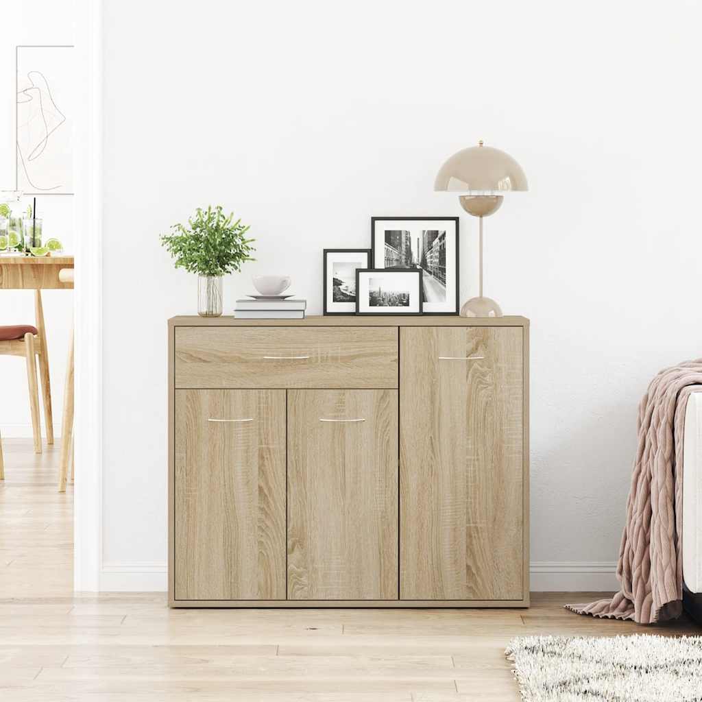 Modern Wooden Sideboard Storage Cabinet Unit With 3 Doors & Drawer Wood