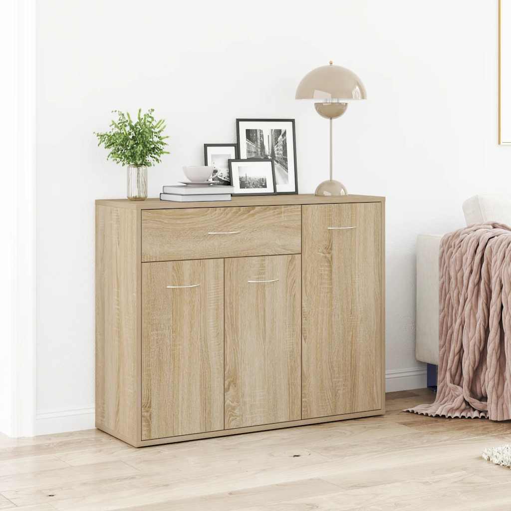 Modern Wooden Sideboard Storage Cabinet Unit With 3 Doors & Drawer Wood