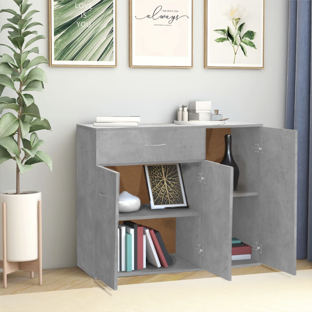 Modern Wooden Sideboard Storage Cabinet Unit With 3 Doors & Drawer Wood