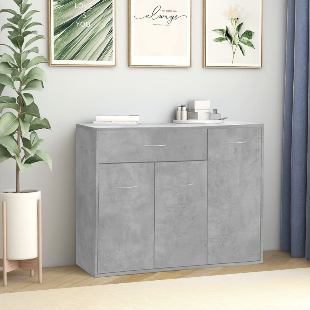 Modern Wooden Sideboard Storage Cabinet Unit With 3 Doors & Drawer Wood