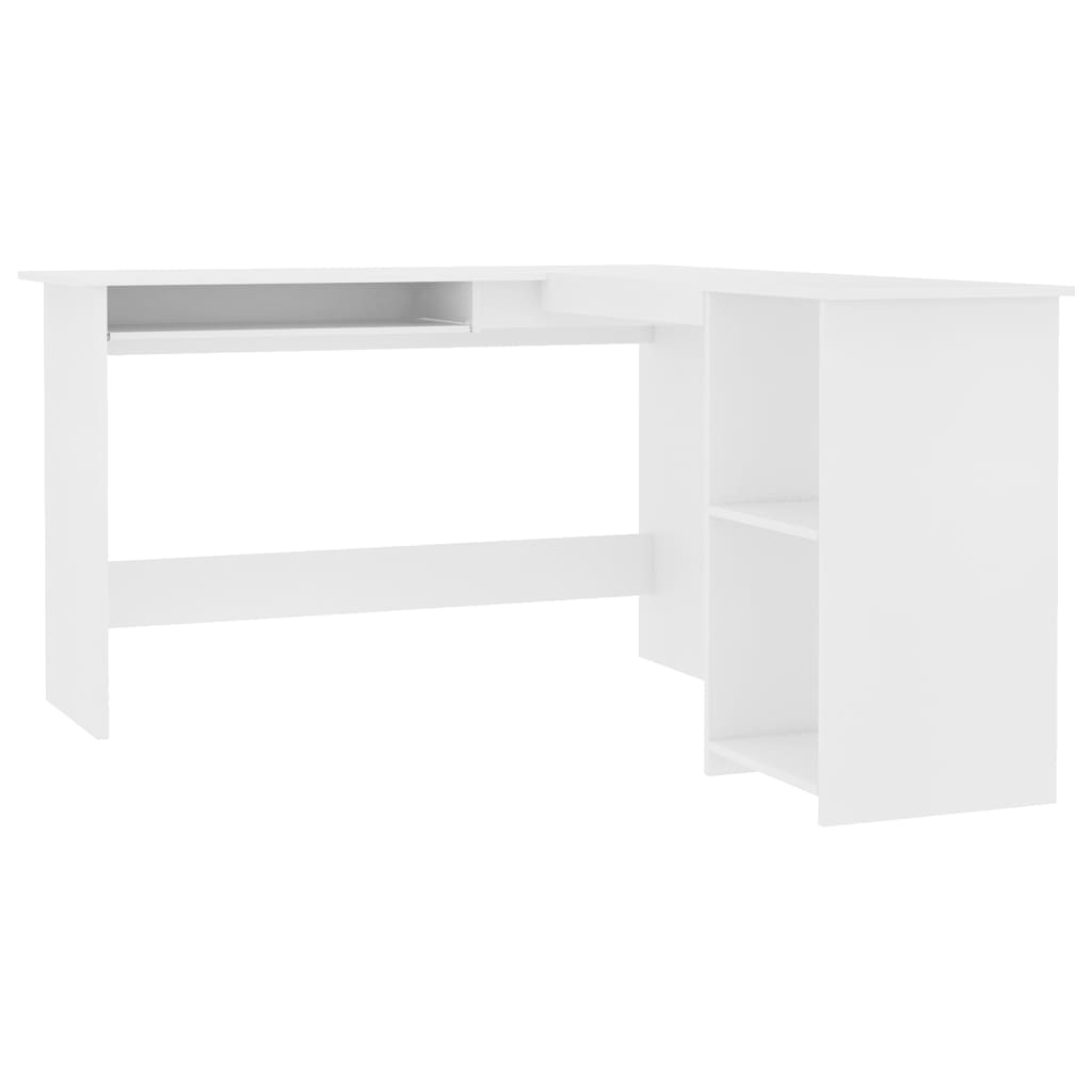 Modern Wooden Home Office L-Shape Corner Computer Desk Table With Open Storage