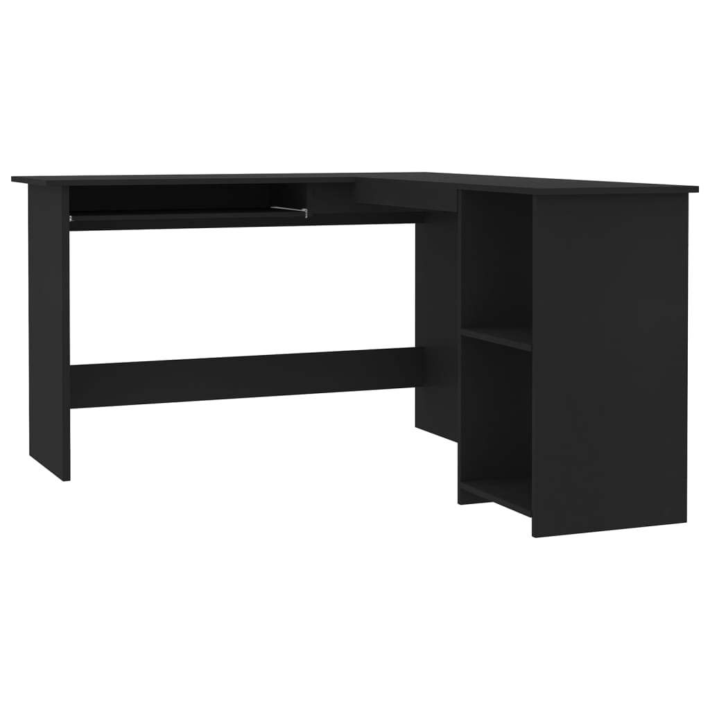 Modern Wooden Home Office L-Shape Corner Computer Desk Table With Open Storage