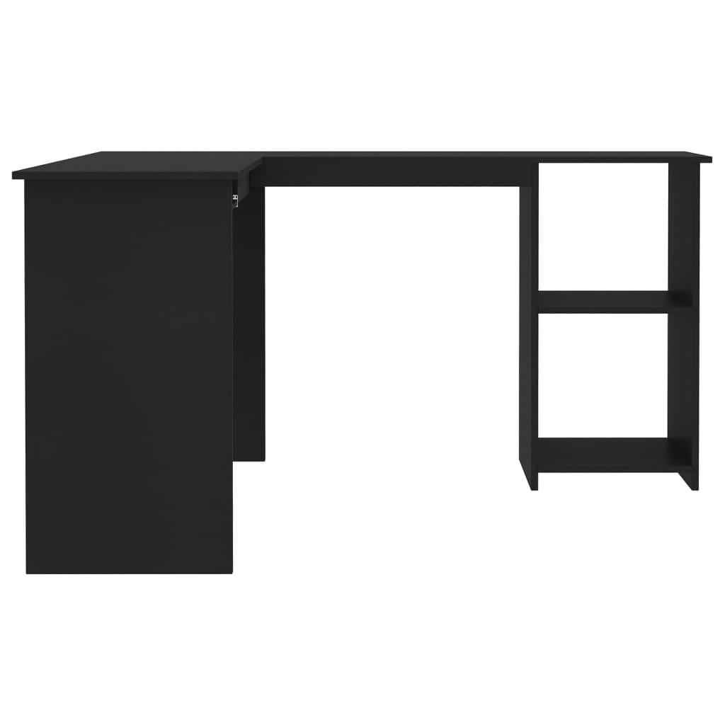 Modern Wooden Home Office L-Shape Corner Computer Desk Table With Open Storage