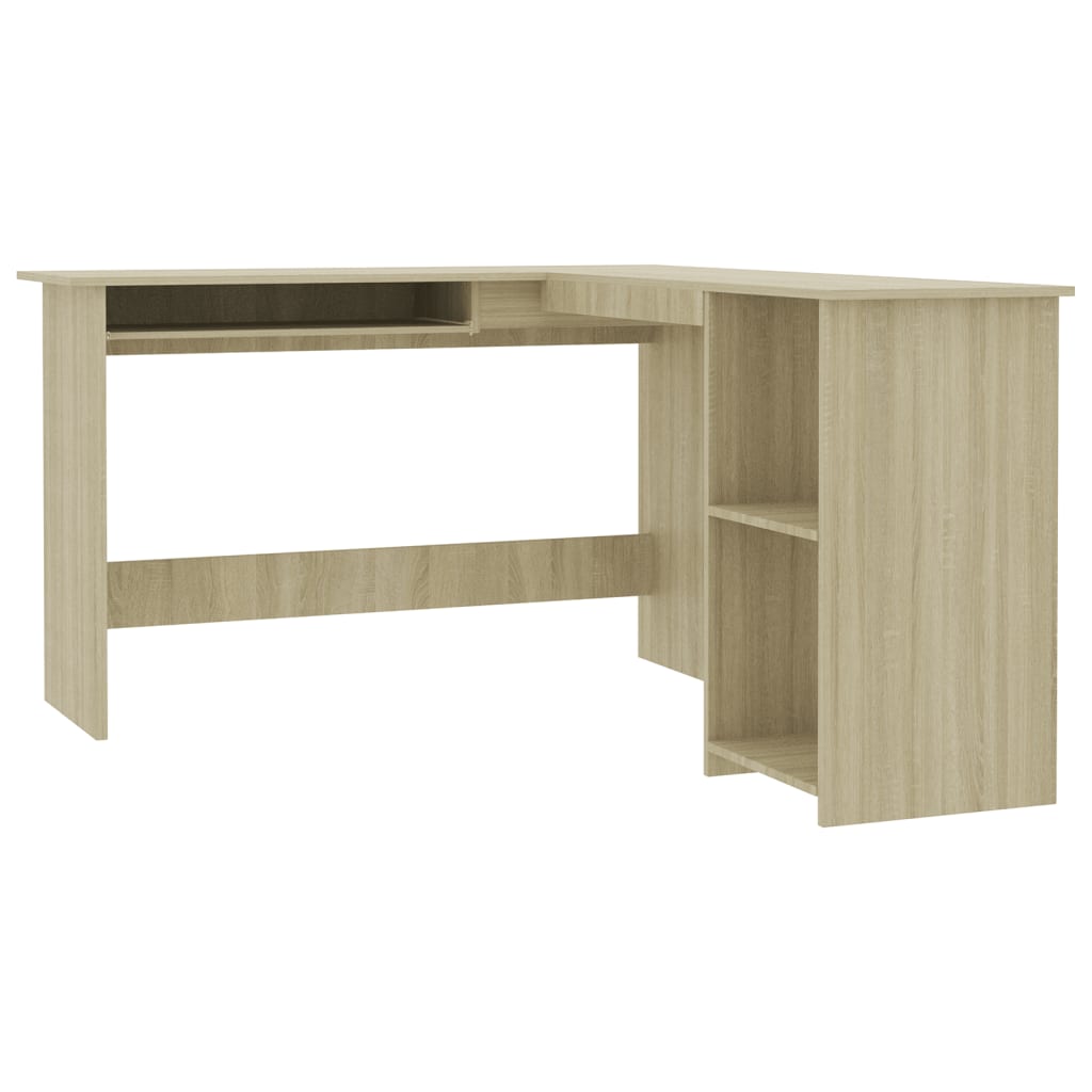 Modern Wooden Home Office L-Shape Corner Computer Desk Table With Open Storage