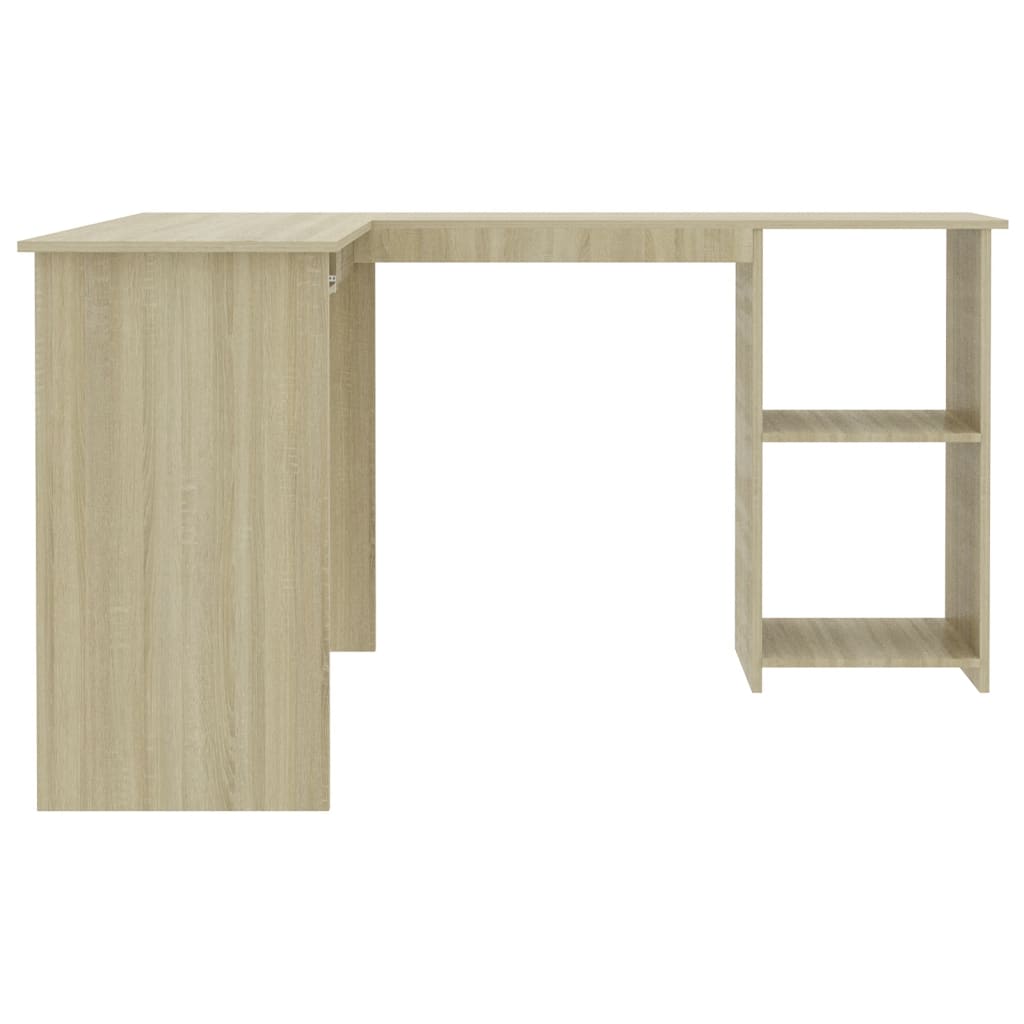 Modern Wooden Home Office L-Shape Corner Computer Desk Table With Open Storage