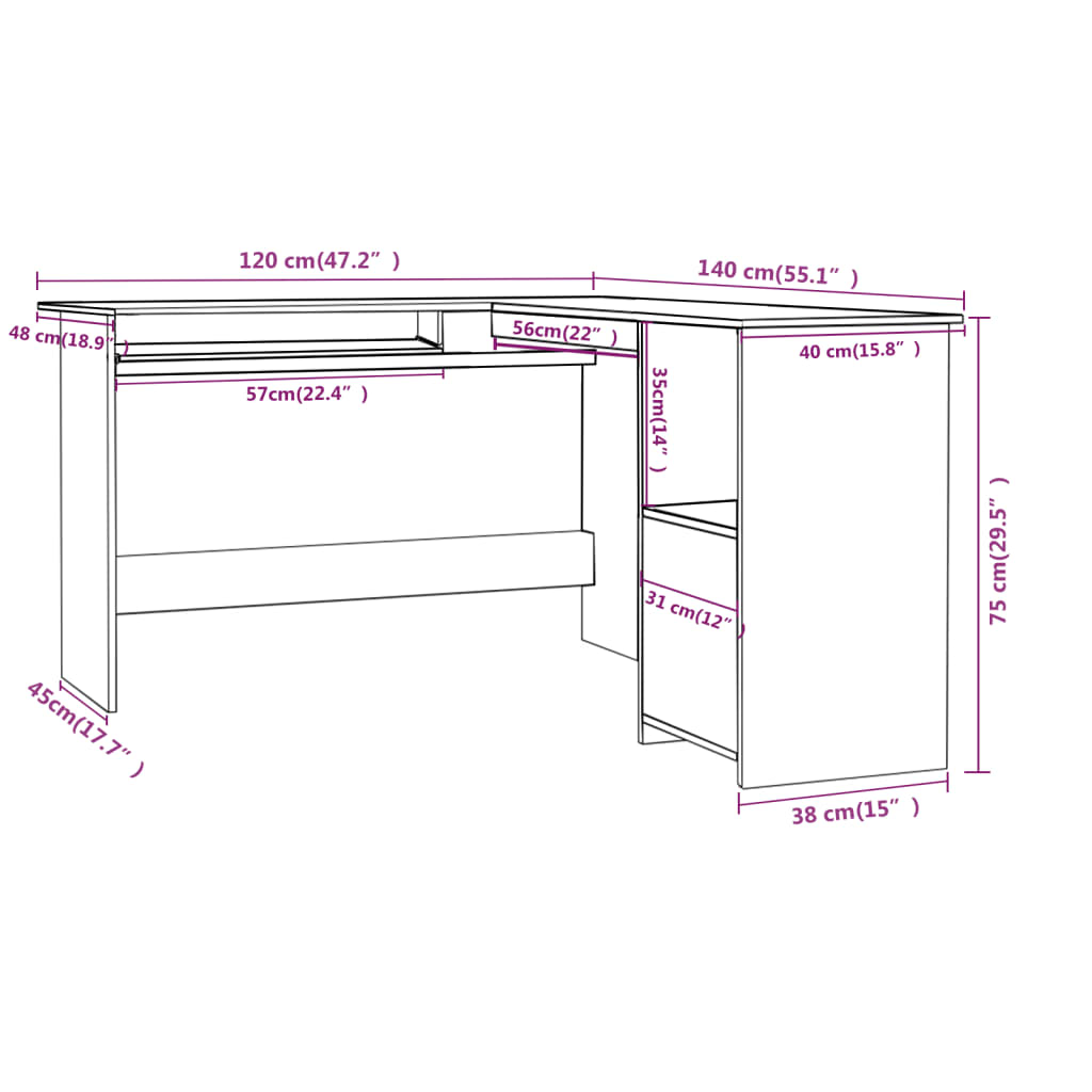 Modern Wooden Home Office L-Shape Corner Computer Desk Table With Open Storage
