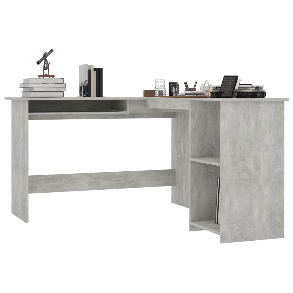 Modern Wooden Home Office L-Shape Corner Computer Desk Table With Open Storage