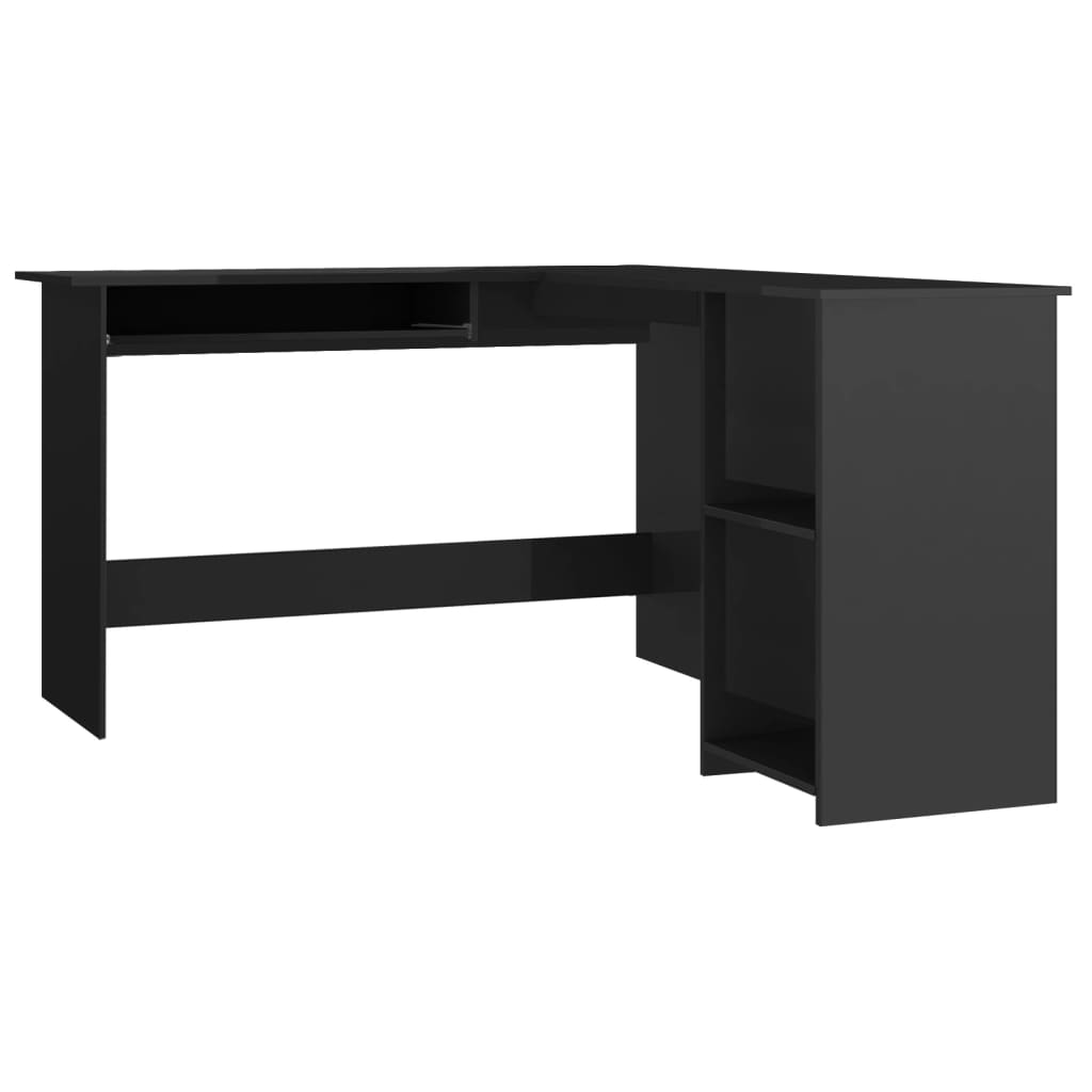 L-Shaped Corner Desk High Gloss Black 120x140x75 cm Engineered Wood