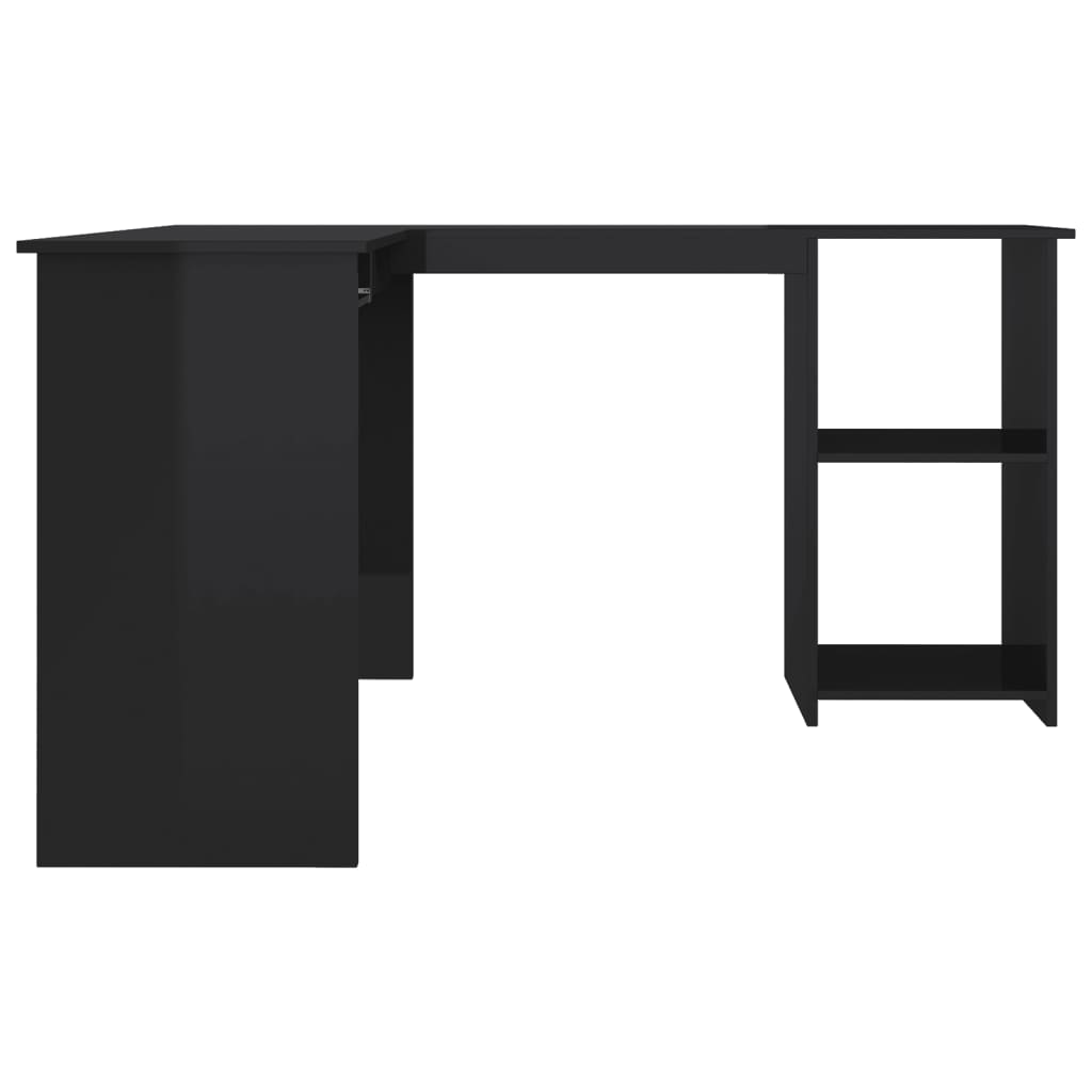 L-Shaped Corner Desk High Gloss Black 120x140x75 cm Engineered Wood