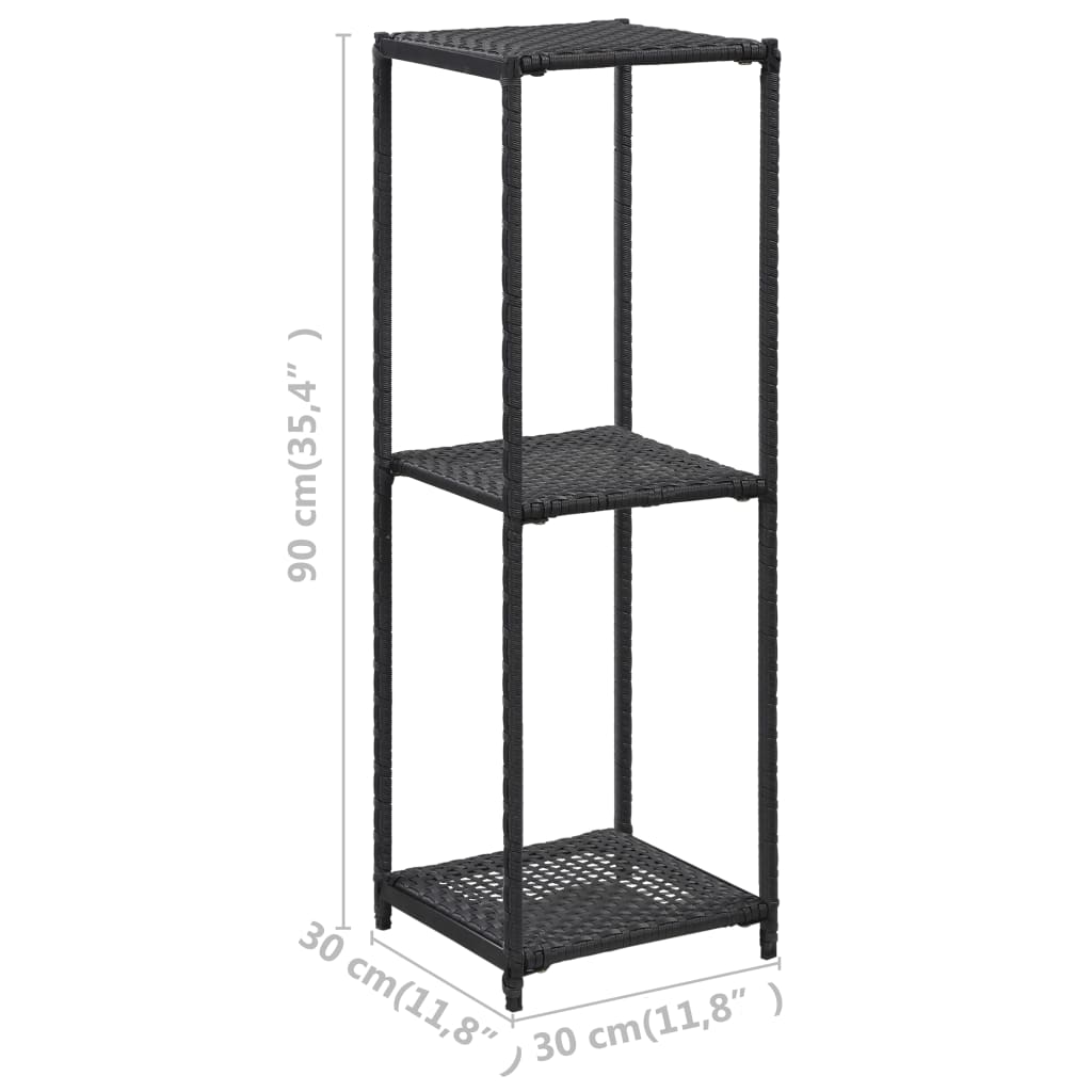 Storage Shelf Black 30x30x90 cm Poly Rattan