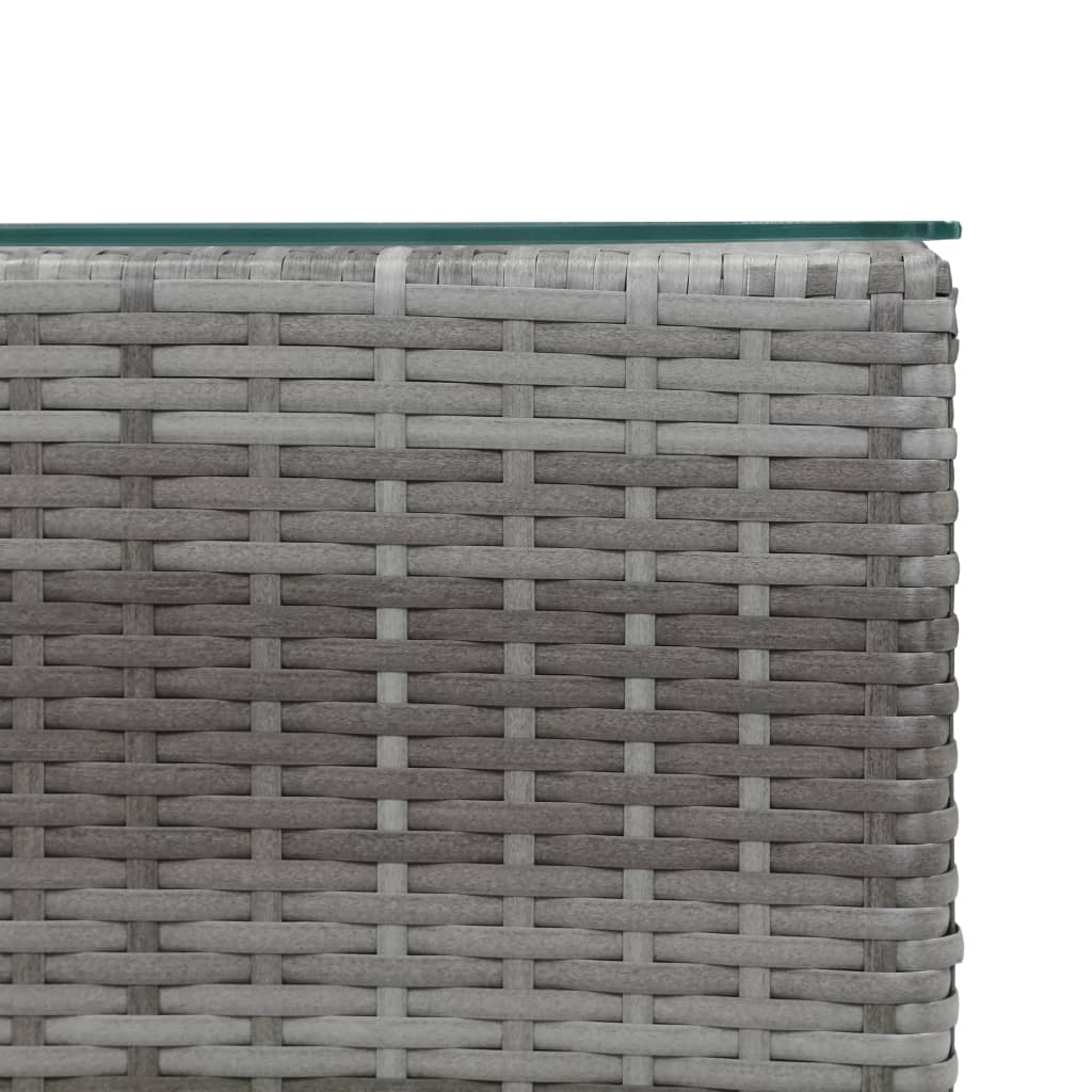 Side Table with Glass Top Grey 35x35x52 cm Poly Rattan