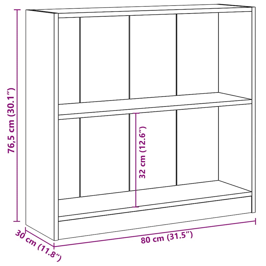 Bookshelf Concrete Grey 80x24x75 cm Engineered Wood