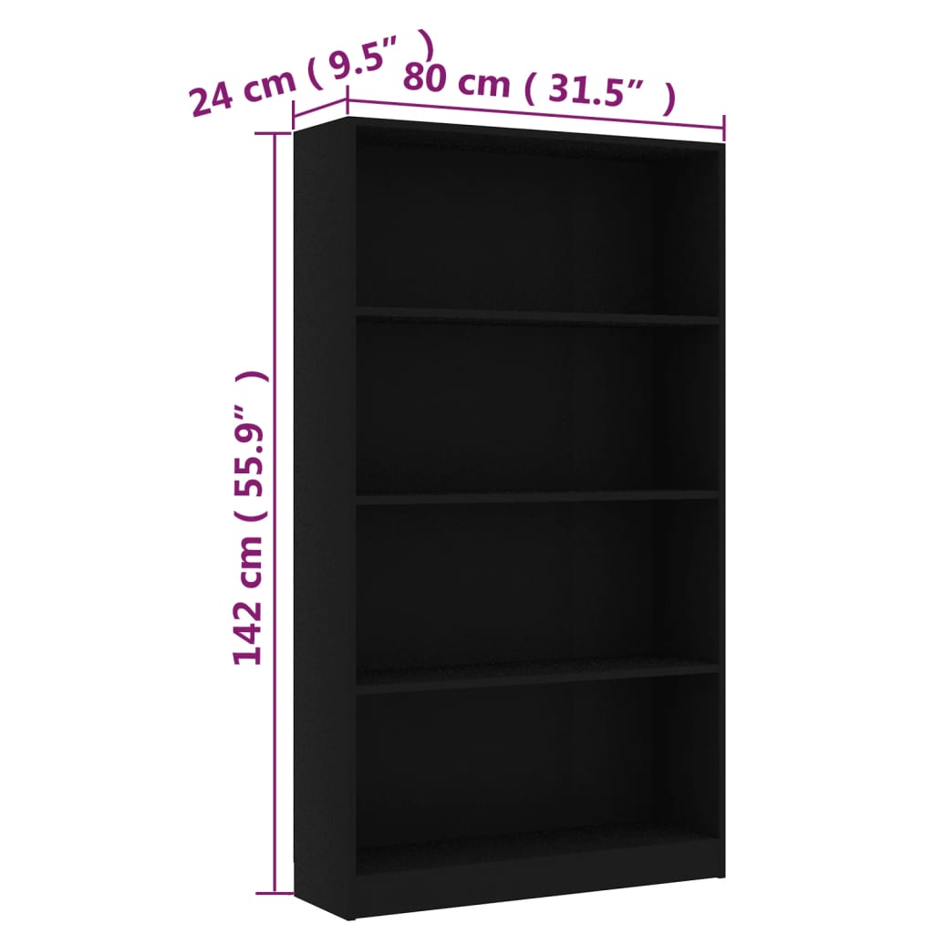 Modern Wooden 4-Tier Open Bookcase Book Storage Cabinet Unit Shelving Wood