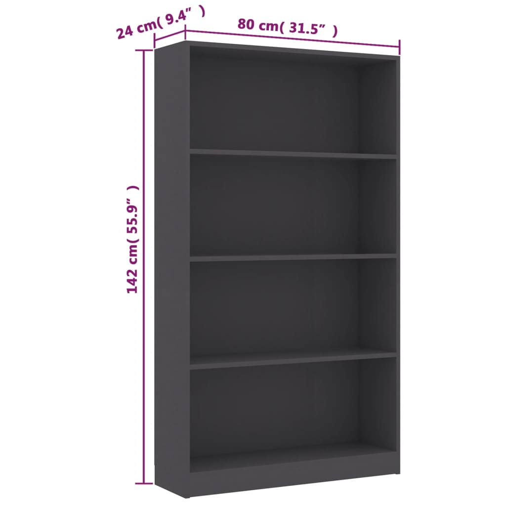 Modern Wooden 4-Tier Open Bookcase Book Storage Cabinet Unit Shelving Wood