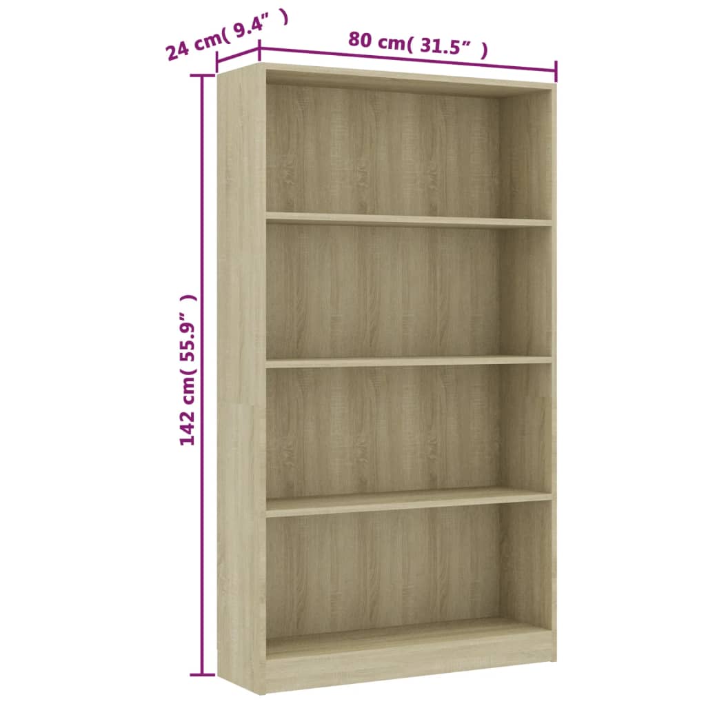 Modern Wooden 4-Tier Open Bookcase Book Storage Cabinet Unit Shelving Wood