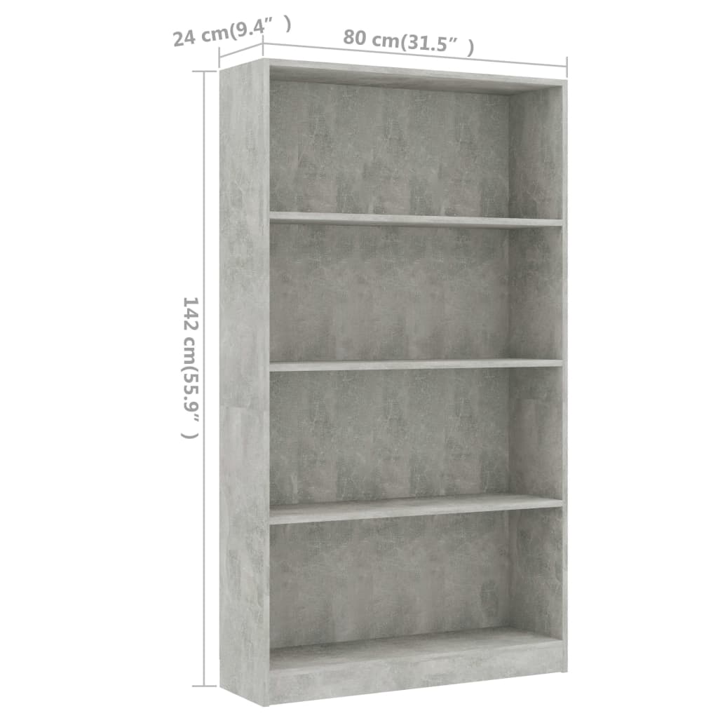 Modern Wooden 4-Tier Open Bookcase Book Storage Cabinet Unit Shelving Wood