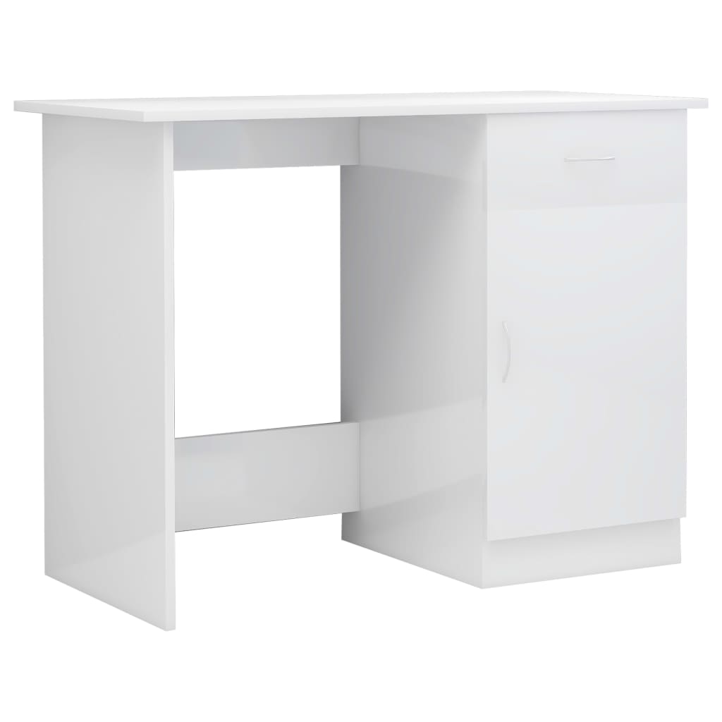 Desk High Gloss White 100x50x76 cm Engineered Wood