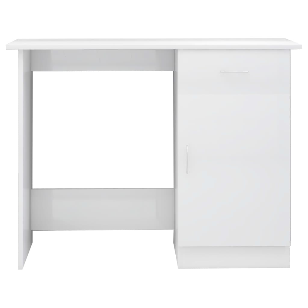 Desk High Gloss White 100x50x76 cm Engineered Wood