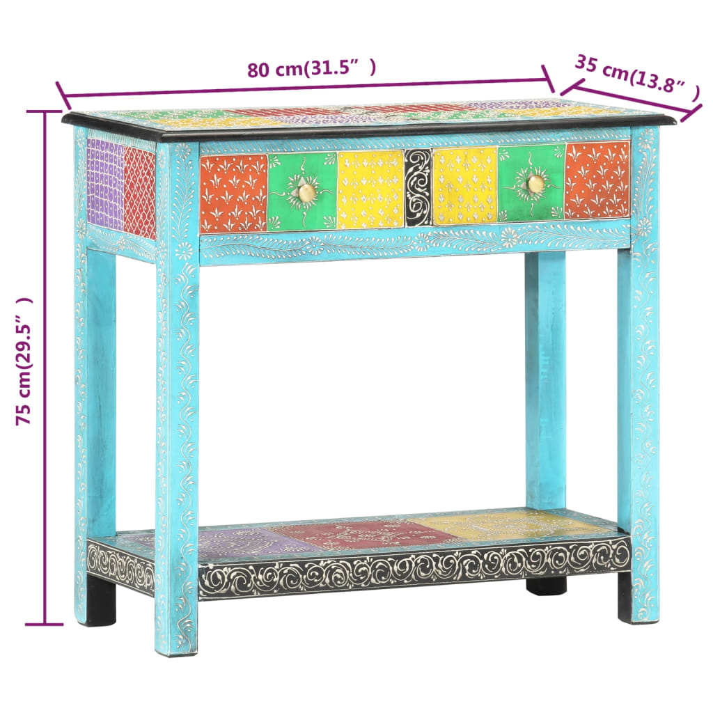 New Hand Painted Console Table 80x35x75 cm Solid Mango Wood