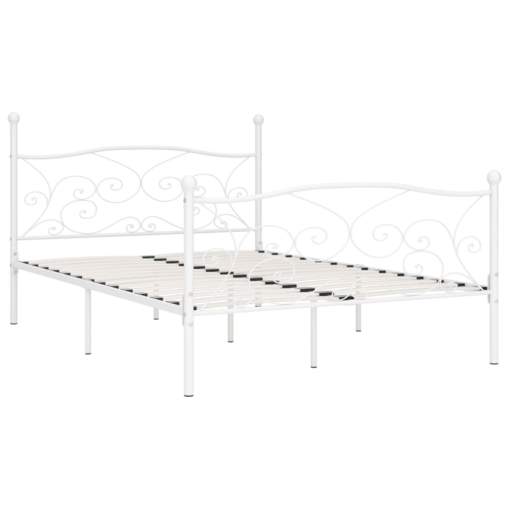 Bed Frame without Mattress with Slatted Base White Metal 160x200 cm