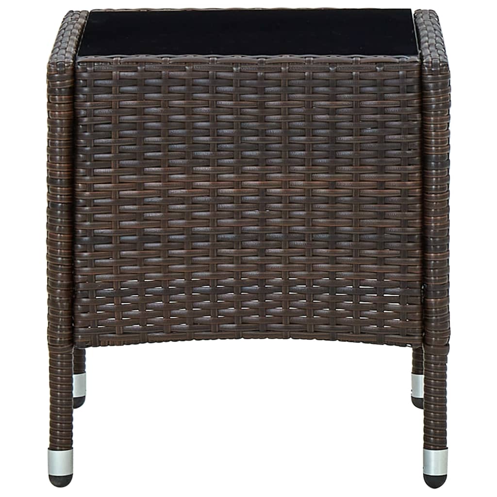 Outdoor Patio Poly Rattan Garden Side Coffee Table With Glass Top Outside Tables