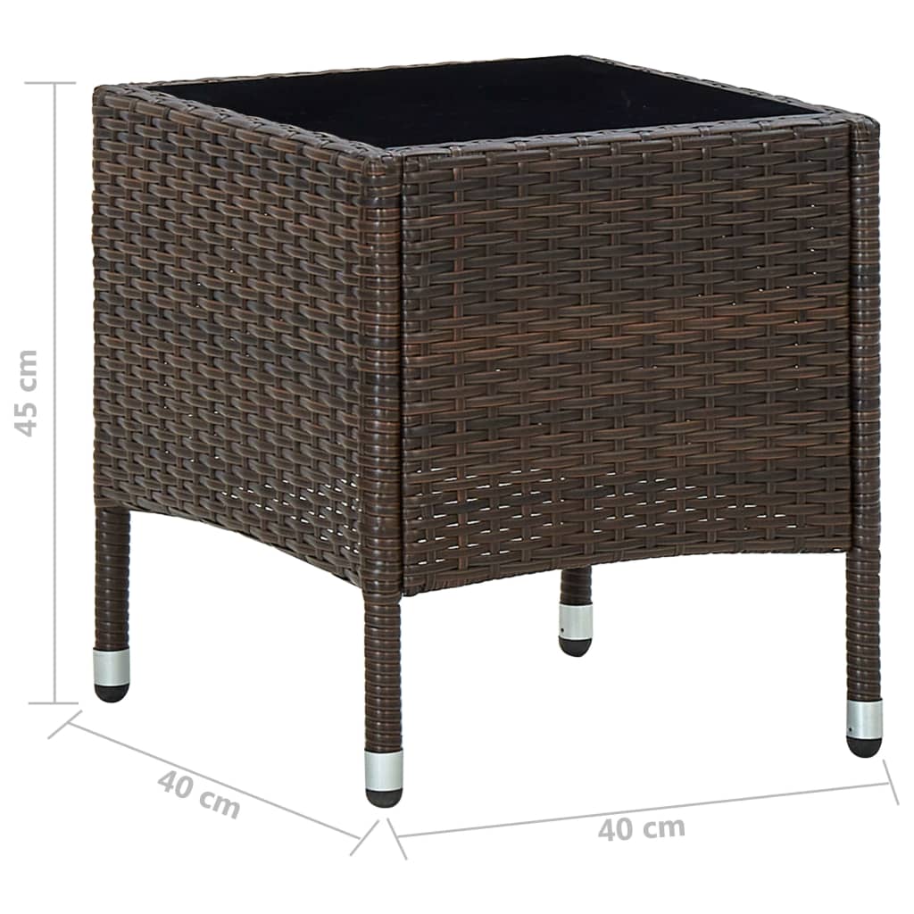 Outdoor Patio Poly Rattan Garden Side Coffee Table With Glass Top Outside Tables